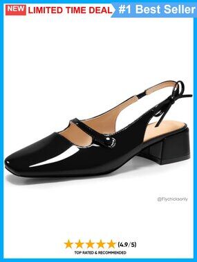 Faux Leather Mary Jane Slingback Low Heel Square Toe Party Dress Shoes